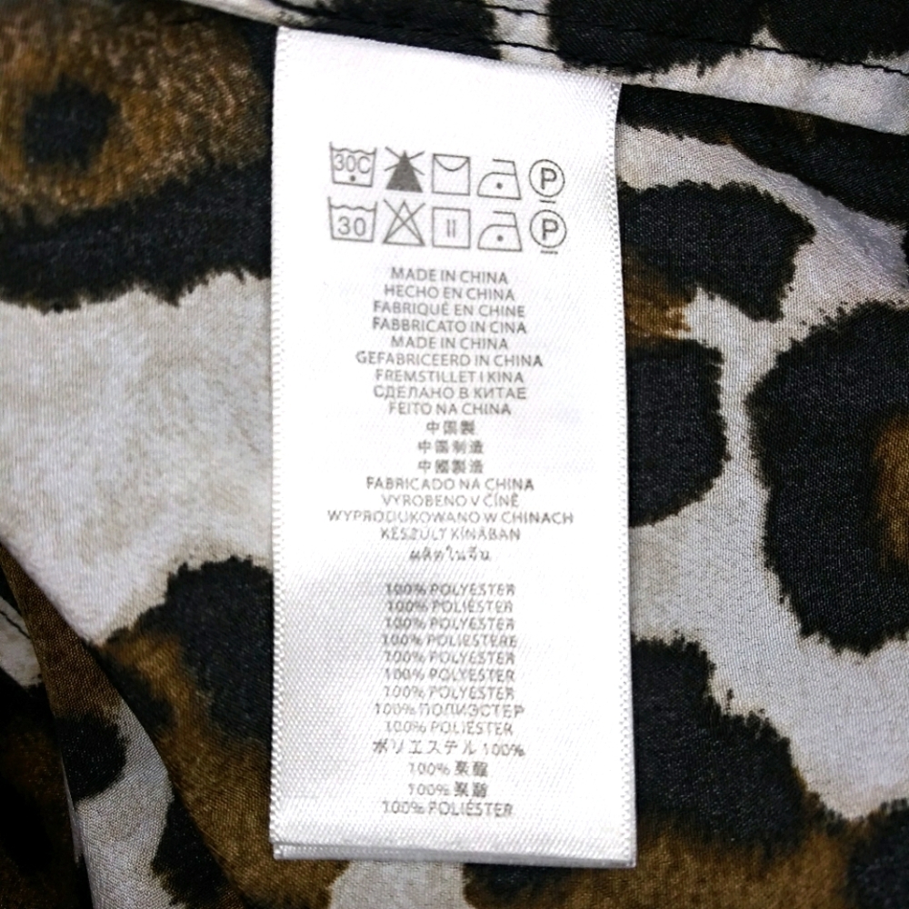 Michael Kors 3X Leopard Print Convertible Tab Sleeve Button Front Tunic Blouse - Picture 10 of 12